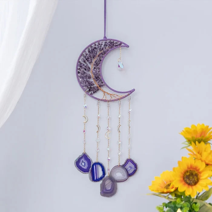 Natural Agate Moon Dream Catcher
