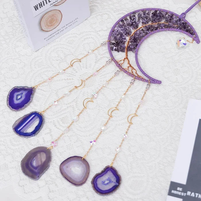 Natural Agate Moon Dream Catcher