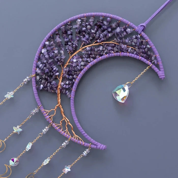 Natural Agate Moon Dream Catcher