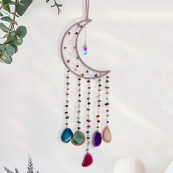 Natural Agate Moon Dream Catcher