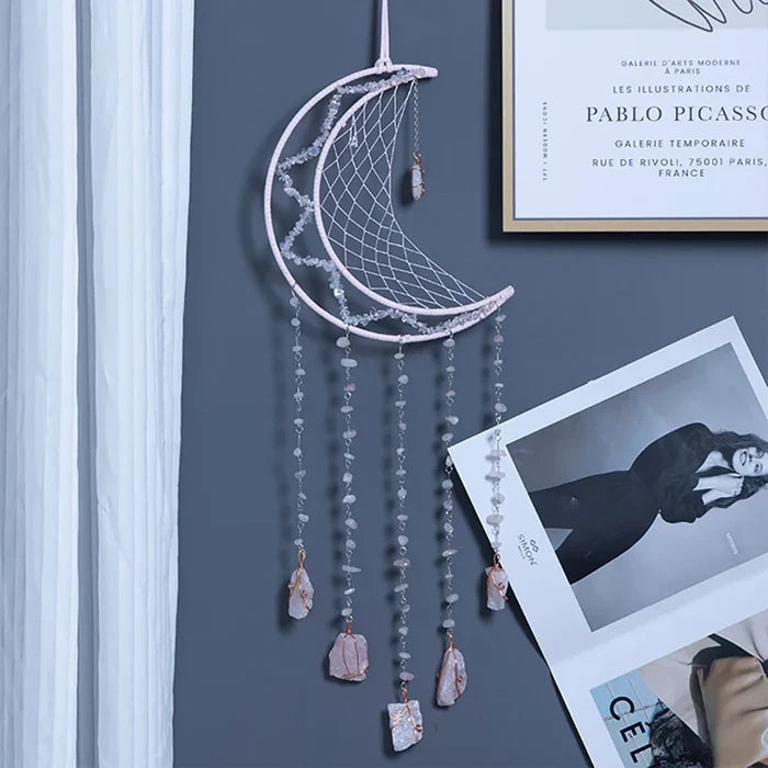 Natural Agate Moon Dream Catcher