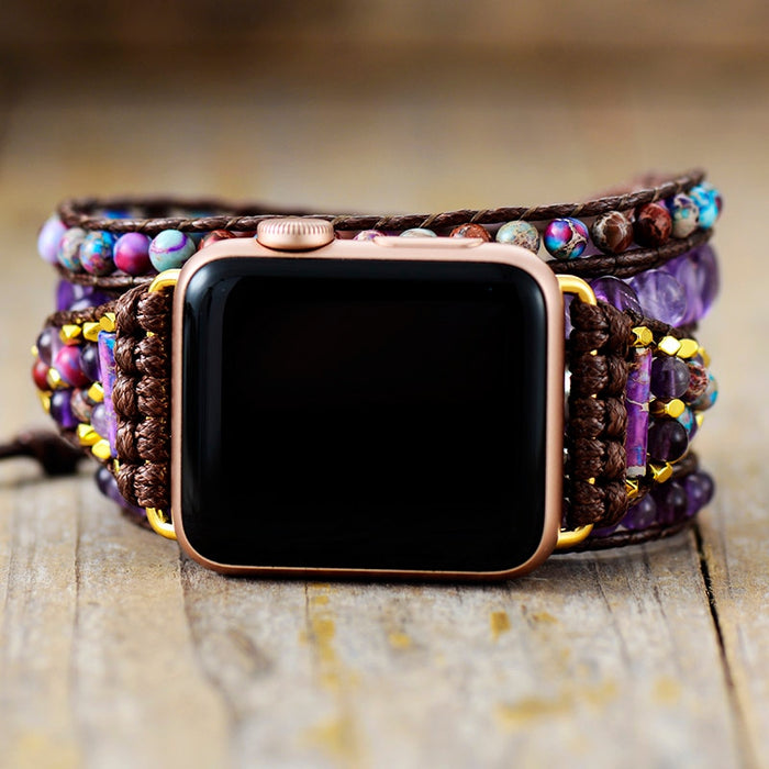 Natural Amethyst & Purple Jasper Smartwatch Band