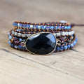 Natural Black Onyx Beaded Wrap Bracelet