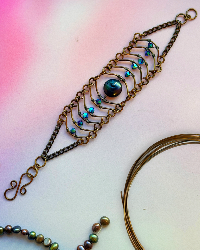 Handmade artisan bracelet with blue beads