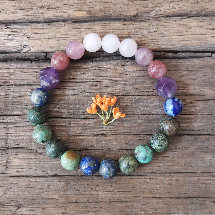 Natural "Cosmic Harmony" Crystals 108 Beads Mala Set