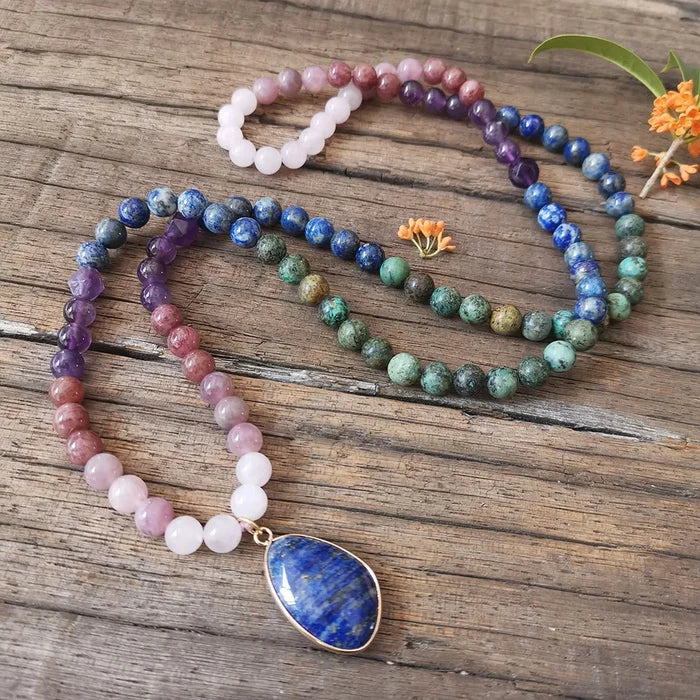 Natural "Cosmic Harmony" Crystals 108 Beads Mala Set