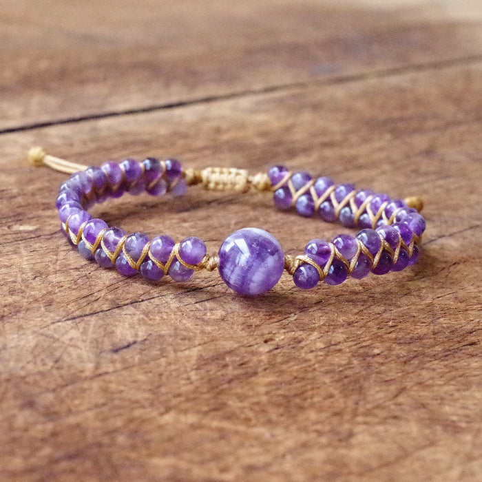 Natural Dream Amethyst Braided Bracelet