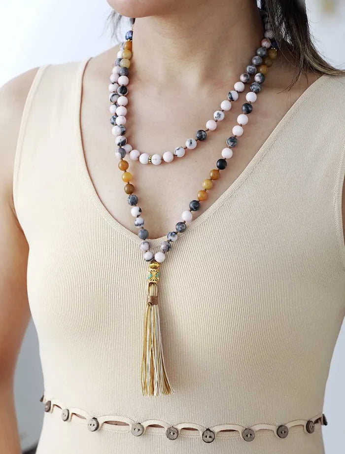 Natural Jasper & Jade 108 Beads Tibetan Mala Necklace