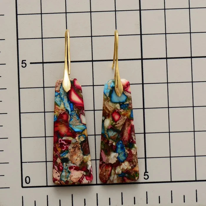 Natural Jasper Pyramidal Earrings
