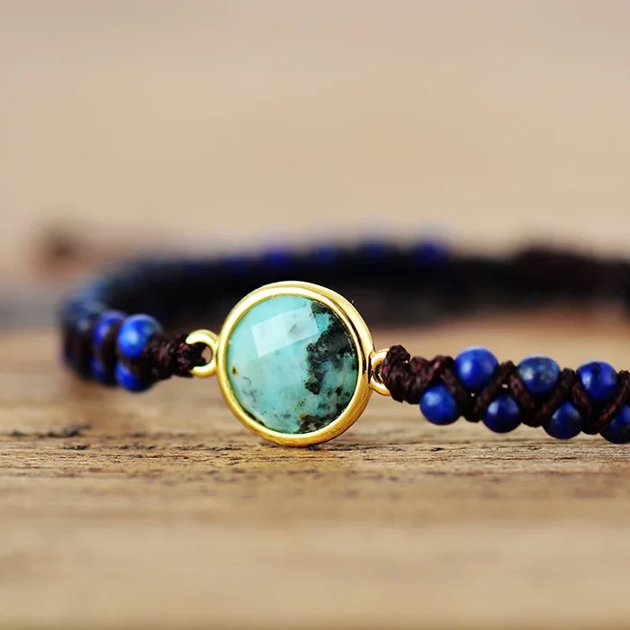Natural Lapis Lazuli & Turquoise Wrap Bracelet