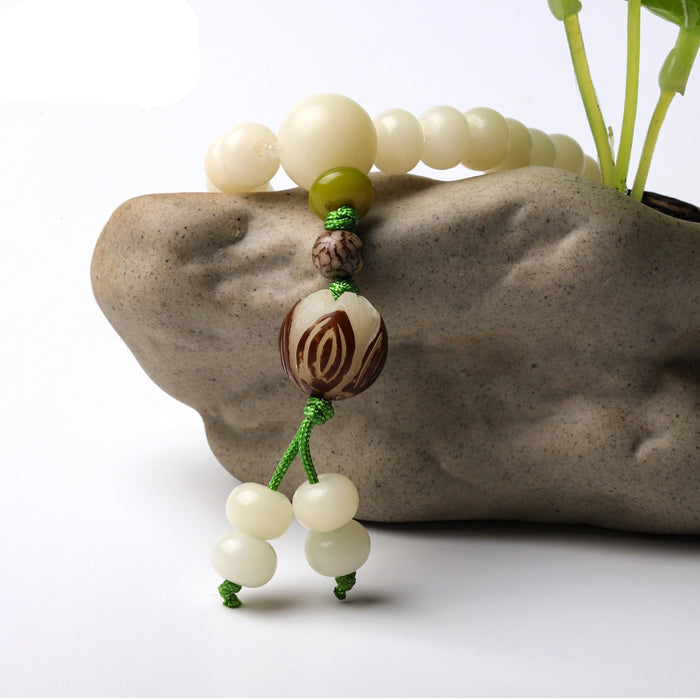 Natural Lotus Seeds, Bodhi Seeds & Tagua Nuts Tibetan Buddhist Necklace