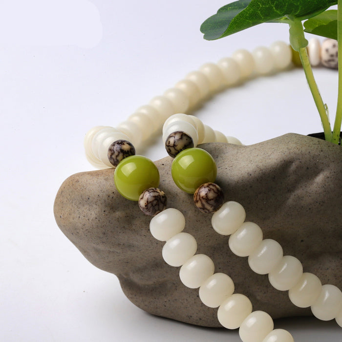 Natural Lotus Seeds, Bodhi Seeds & Tagua Nuts Tibetan Buddhist Necklace