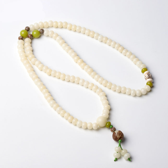 Natural Lotus Seeds, Bodhi Seeds & Tagua Nuts Tibetan Buddhist Necklace