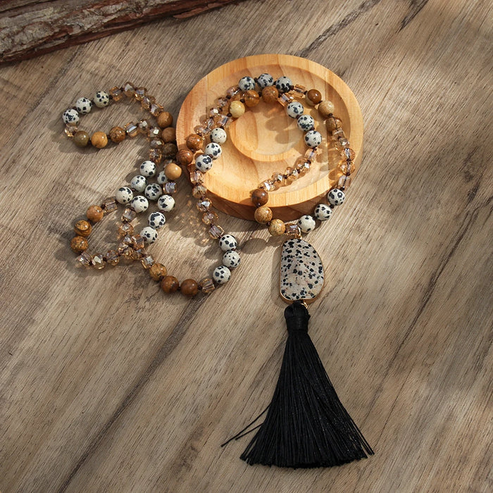 Natural Mixed Gemstones Tasseled Necklace