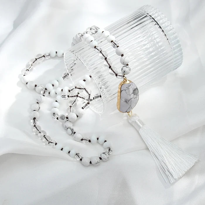 Natural Mixed Gemstones Tasseled Necklace