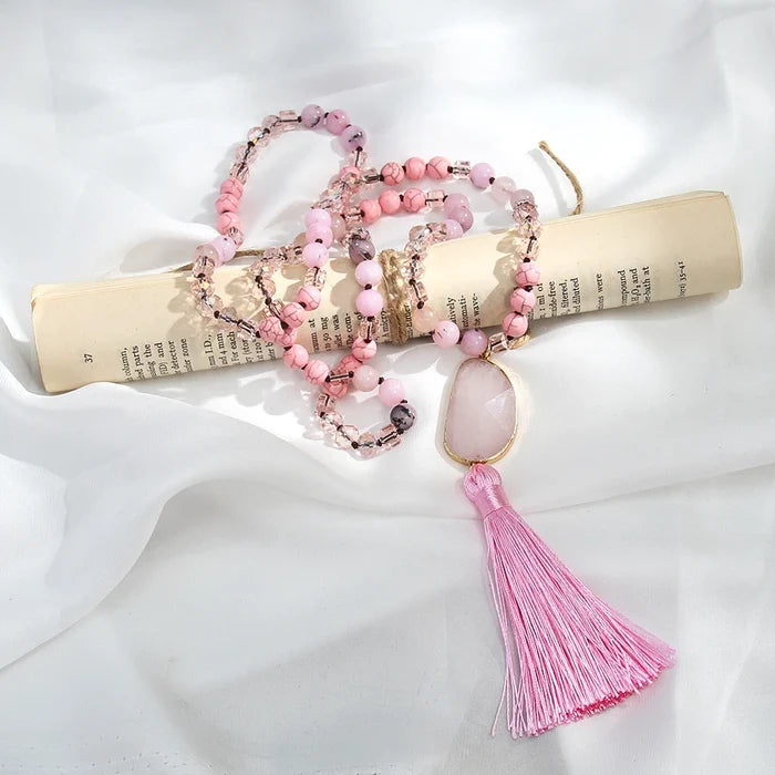 Natural Mixed Gemstones Tasseled Necklace
