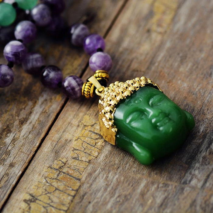 Natural Onyx / Amethyst, Aventurine, Jasper & Lapis Lazuli Buddha Necklace