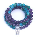 Natural Phoenix Stone & Amerthyst 108 Beads Mala Necklace / Bracelet