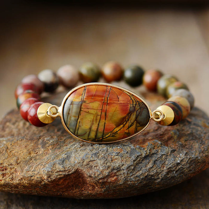 Natural Picasso Jasper Beaded Bracelet