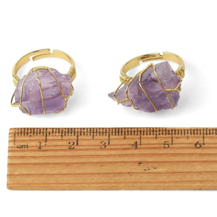 Natural Quartz Crystal Rings - Adjustable Size