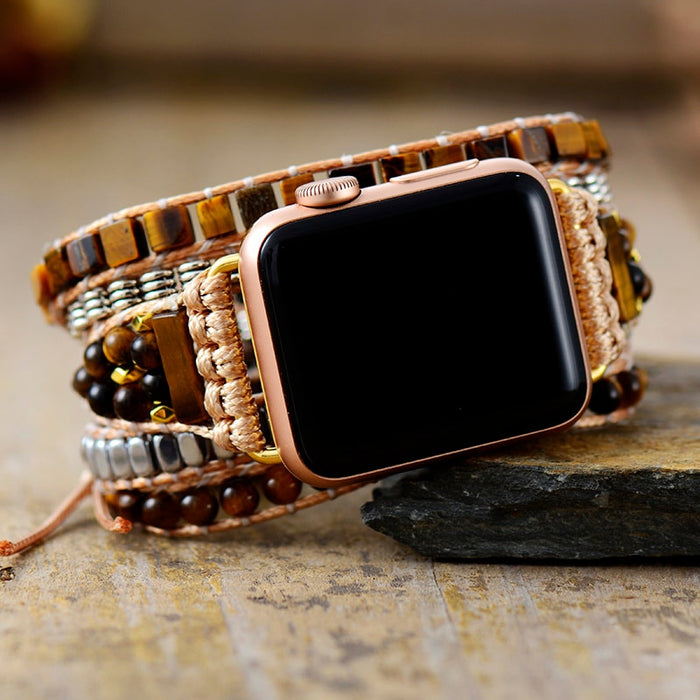 Natural Tiger's Eye Beaded Smartwatch Band