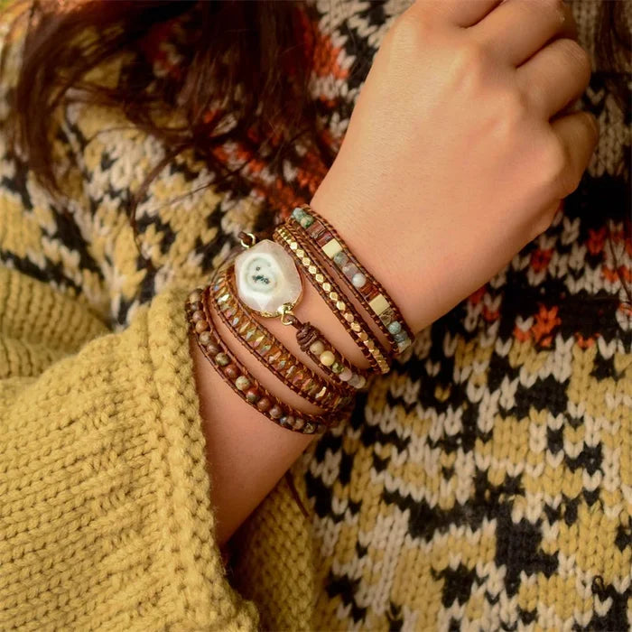 Natural Tree Agate Wrap Bracelet
