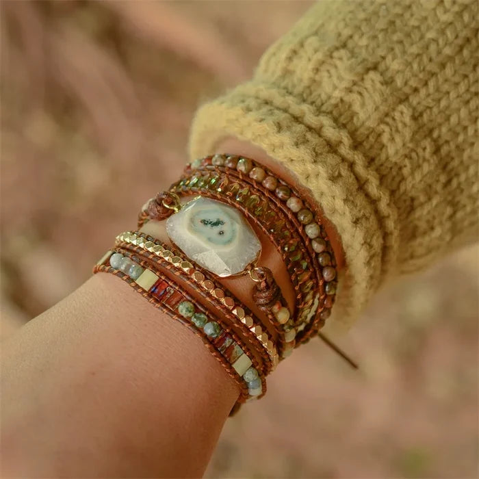 Natural Tree Agate Wrap Bracelet