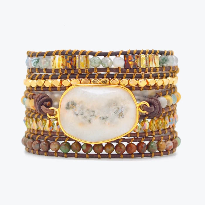 Natural Tree Agate Wrap Bracelet