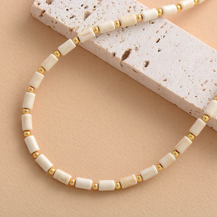 Natural Turquoise / Howlite Choker Necklace / Wrap Bracelet
