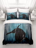 Navy Orca Ocean Silhouette Artwork Duvet Cover