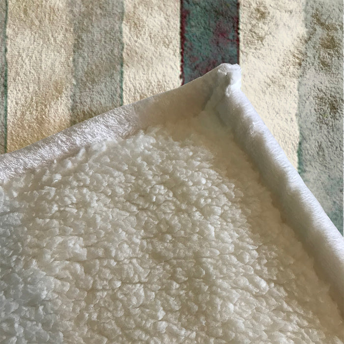 Neutral Vertical Stripe Stone Wash Fleece Sherpa Blanket