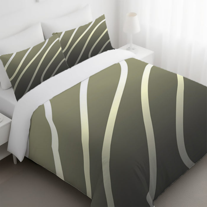 Neutral Wavy Stripe Contemporary Pattern Duvet Cover