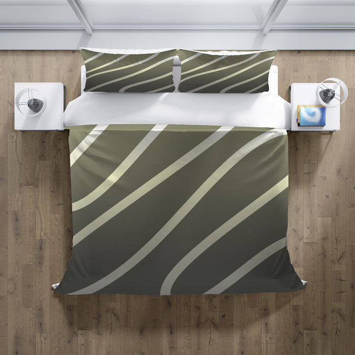 Neutral Wavy Stripe Contemporary Pattern Duvet Cover