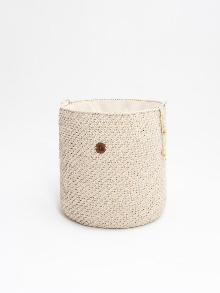 Cream crocheted nursery laundry hamper – Anzy Home