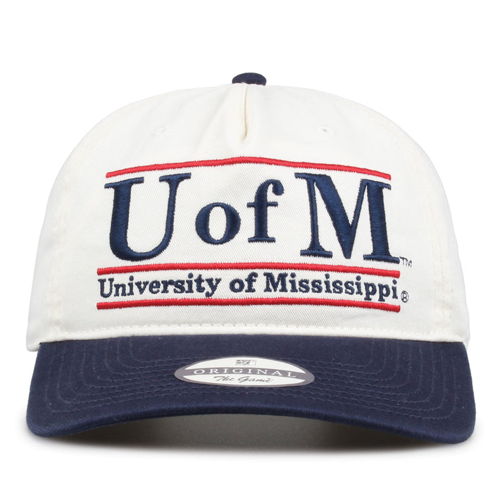 Ole Miss Original Bar snapback hat with embroidered school design, front view