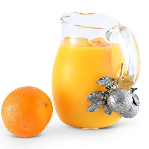 Orange Blooms Glass Pitcher