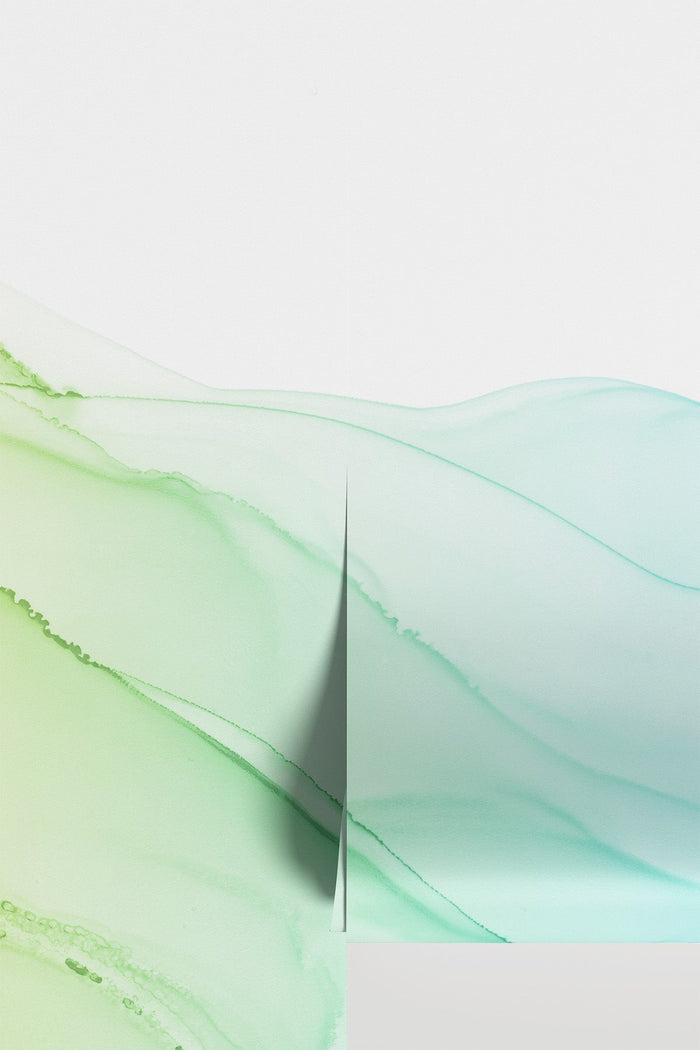 Paradise Green Ink Utopia abstract mural - standalone view