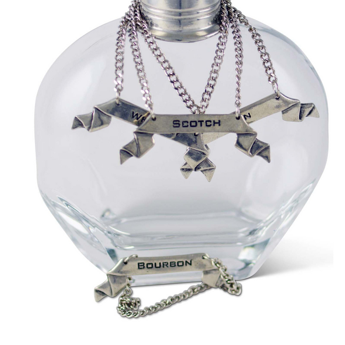 Pewter Gin Ribbon Decanter Tag