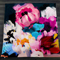 Pink and Blue Floral Artwork Fleece Sherpa Blanket