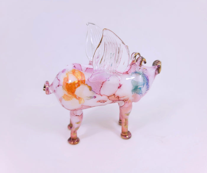Pink Ceramic Flying Pig Ornament