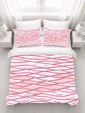 Pink Wavy Line Abstract Pattern Duvet Cover