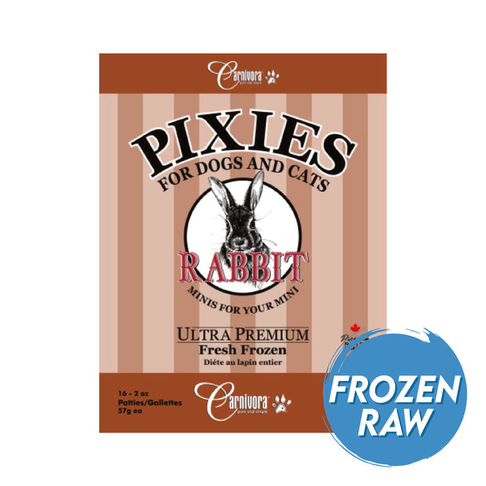 Pixies by Carnivora Frozen Raw Rabbit Mini Patties