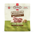 Primal Freeze Dried Lamb for Dogs bag, featuring freeze-dried raw lamb nuggets for balanced canine nutrition. Ideal as a meal or food topper.