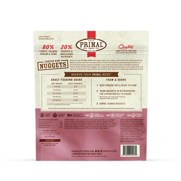 Primal Frozen Turkey & Salmon for Dogs