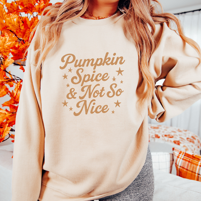 Pumpkin Spice & Not So Nice Fall Graphic Crewneck Sweatshirt