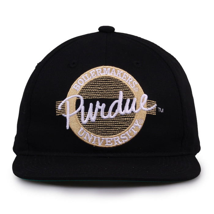 Purdue Boilermakers Retro Circle Snapback - Black, front view