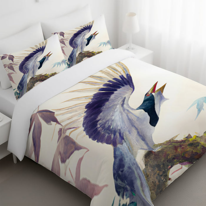 Purple Crane Bird Artwork Duvet Cover