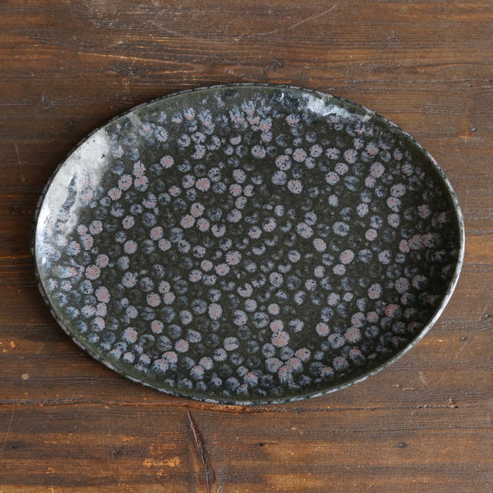Purple Dots Oval Plate #LK929F