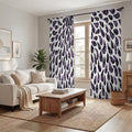 Purple Paisley Rain Drop Pattern Window Curtains