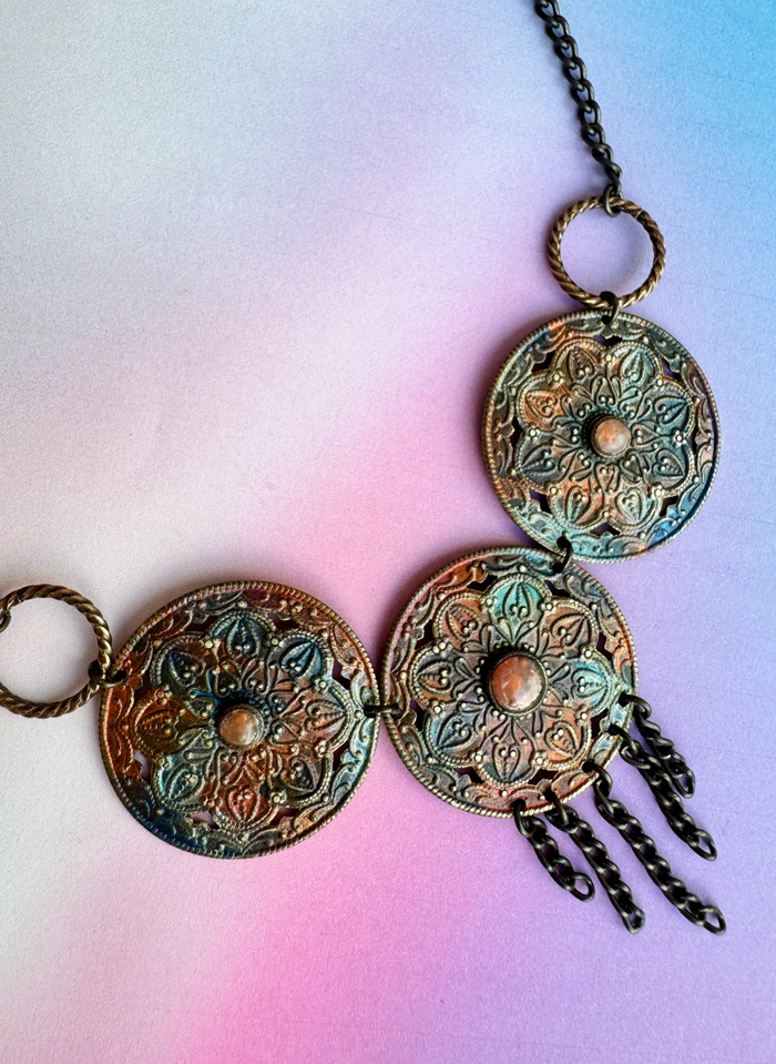 ornate copper pendant necklace